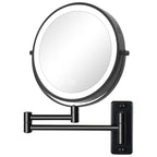 Miroir de maquillage mural rond de 8 pouces pour salle de bain, rechargeable, grossissement 1x/10x, 3 couleurs d'éclairage