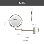 Miroir de maquillage mural rond de 8 pouces pour salle de bain, rechargeable, grossissement 1x/10x, 3 couleurs d'éclairage