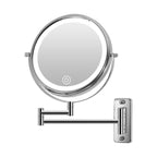 Miroir de maquillage mural rond de 8 pouces pour salle de bain, rechargeable, grossissement 1x/10x, 3 couleurs d'éclairage
