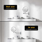 Miroir de maquillage mural rond de 8 pouces pour salle de bain, rechargeable, grossissement 1x/10x, 3 couleurs d'éclairage