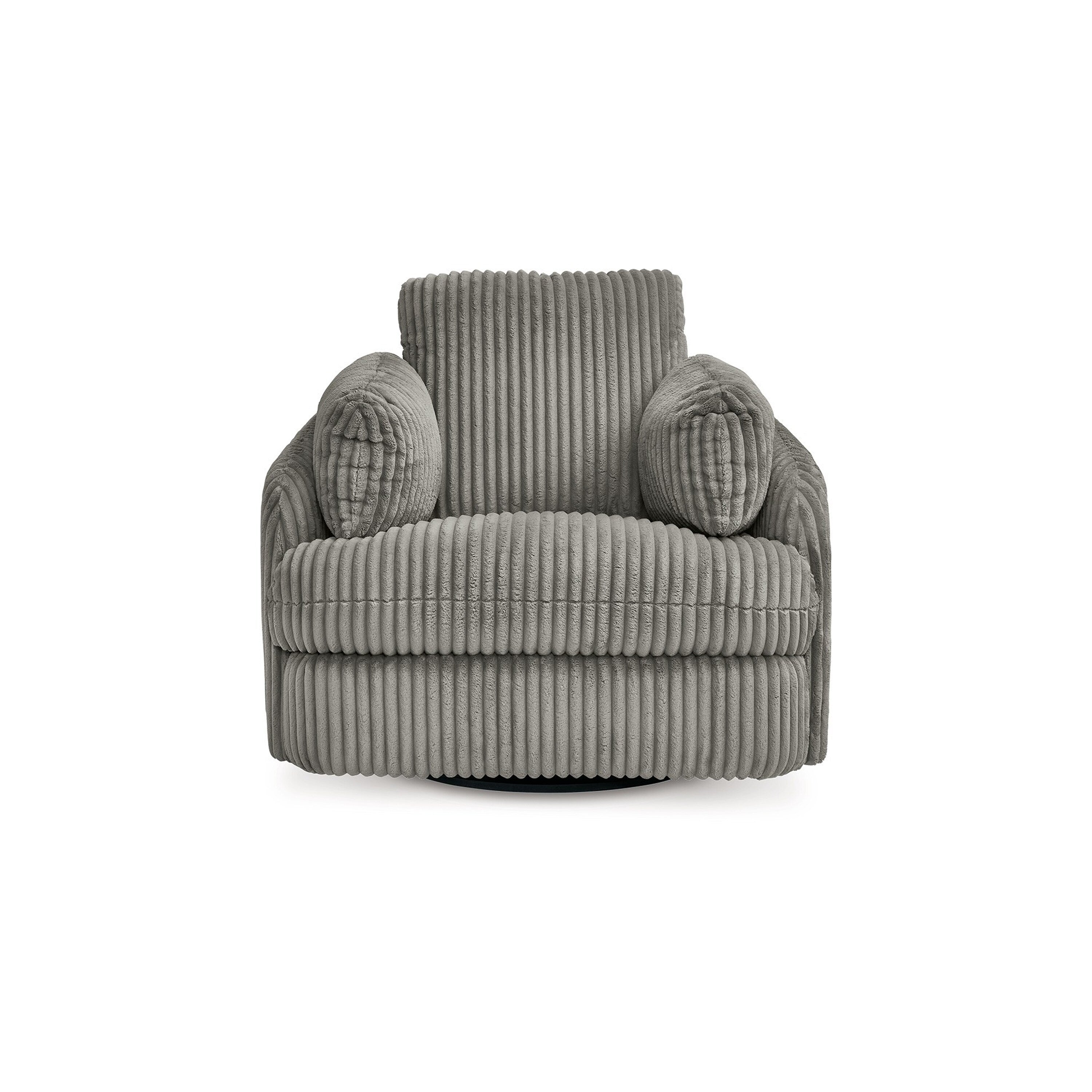 Fauteuil inclinable manuel pivotant Rikki, velours côtelé gris, 2 coussins