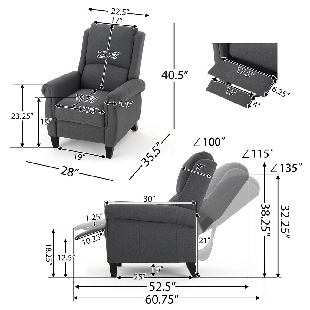 Fauteuil inclinable en cuir PU ultra-confortable Roomfitters, fauteuil inclinable luxueux pour salon ou chambre à coucher