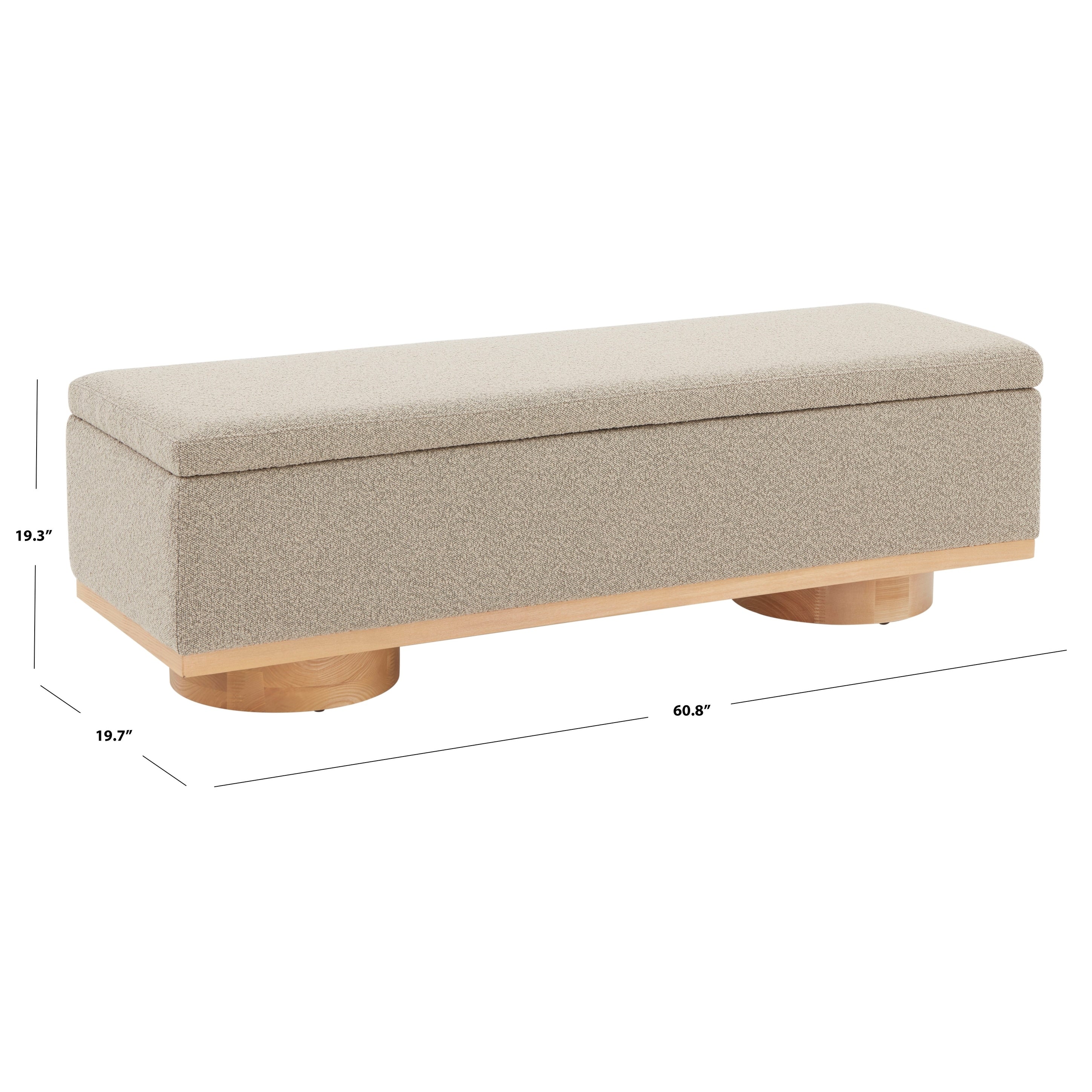 Banc de rangement SAFAVIEH Couture Sunneva Boucle - 61 po L x 20 po P x 19 po H - 61 L x 20 P x 19 H