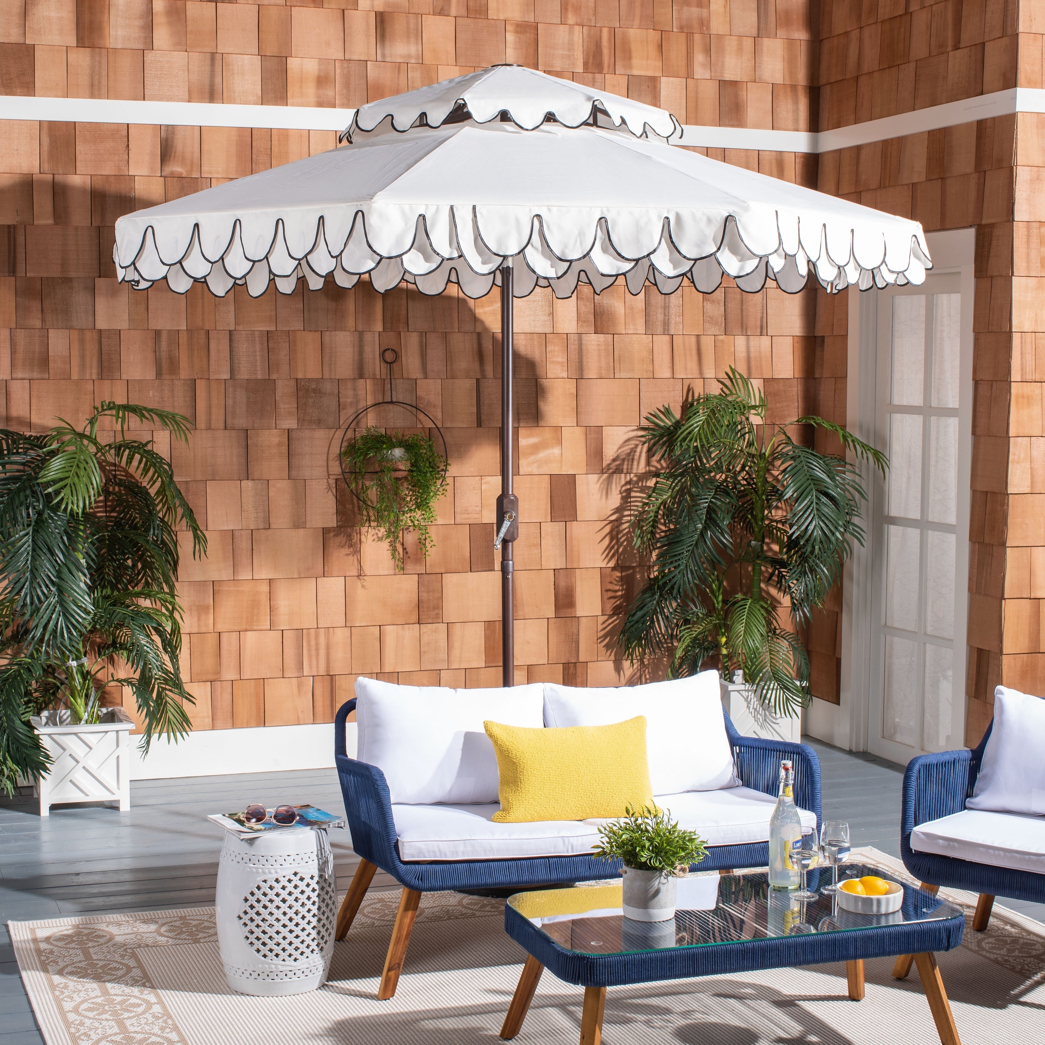 Parasol double toit SAFAVIEH Outdoor Kjerstin Valance 9 pieds
