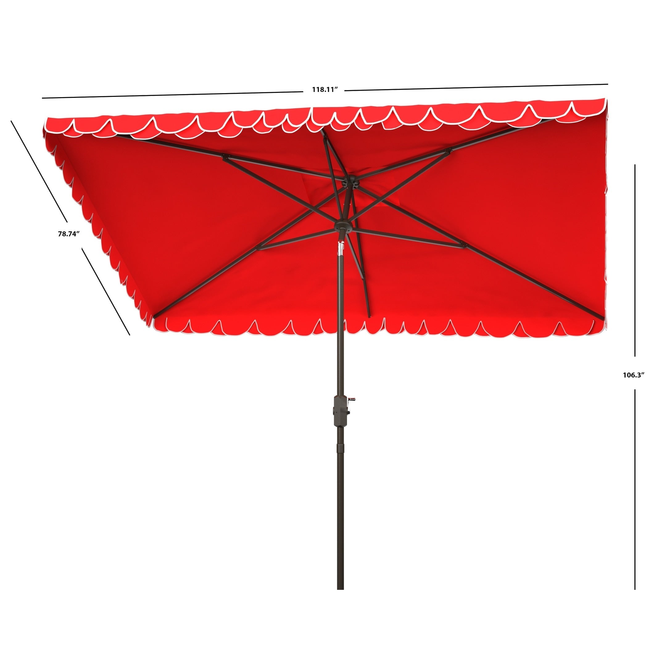 Parasol d'extérieur rectangulaire SAFAVIEH Zariah 6'x10' avec cantonnière