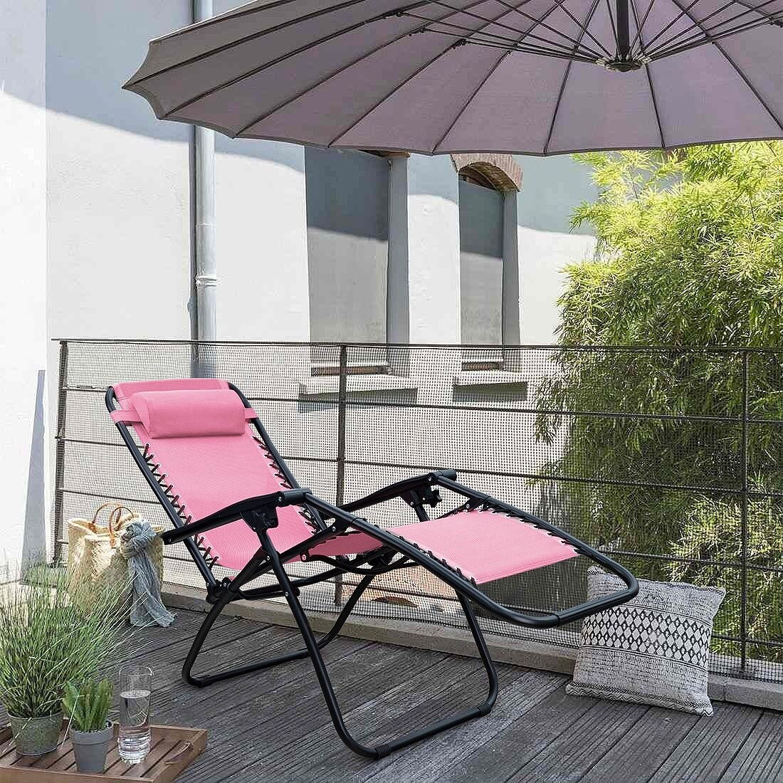 Ensemble de 2 chaises longues de jardin Homall à gravité zéro avec coussins