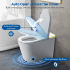 Toilettes intelligentes, bidet monobloc pour salle de bain, toilettes allongées modernes avec eau chaude, double chasse d'eau automatique, fonctionnement par capteur de pied