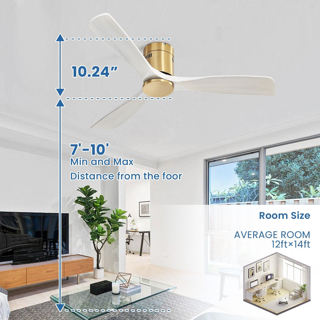 Ventilateur de plafond encastré Sofucor 52 pouces avec télécommande, moteur réversible et éclairage intégré en option