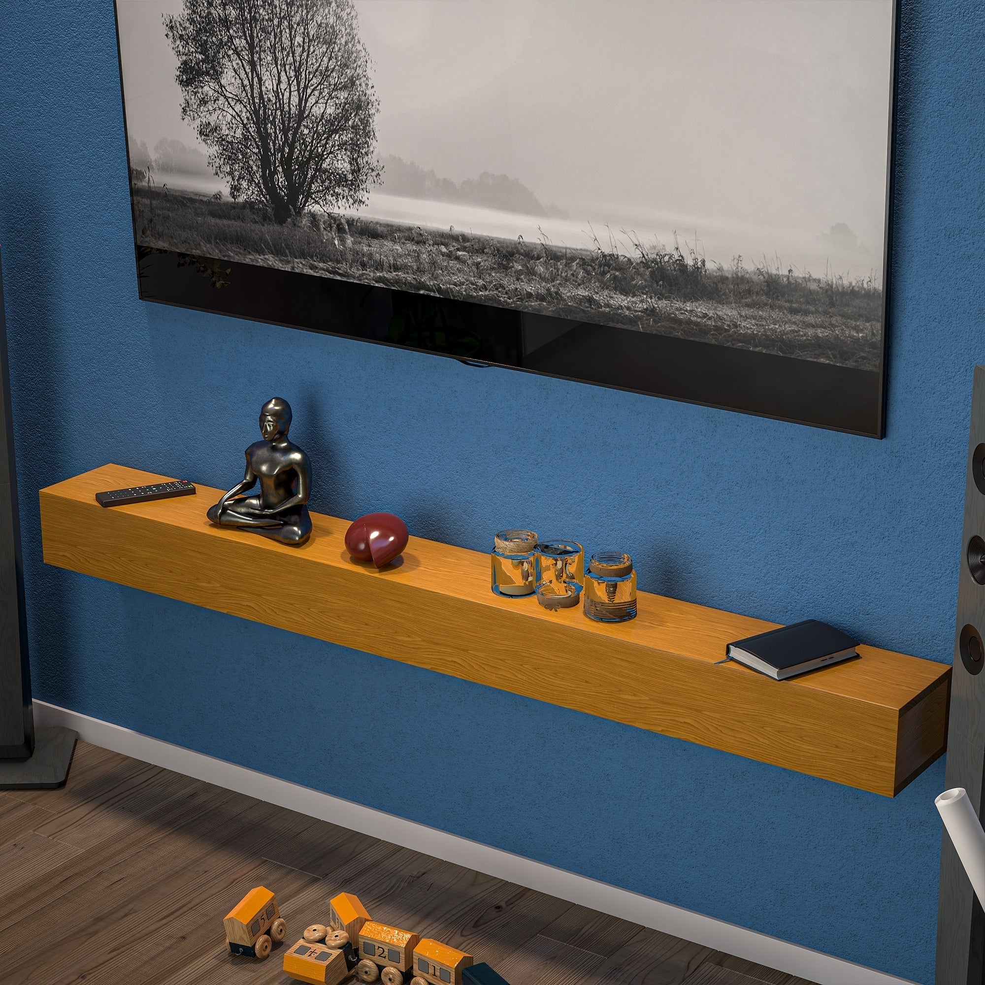 Étagère flottante murale pour manteau de cheminée en pin massif