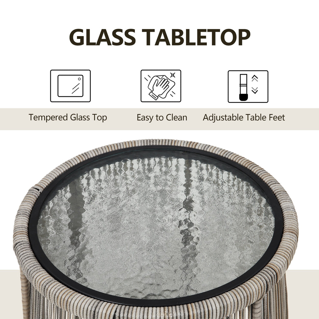 Ensemble de bistrot d'extérieur 3 pièces en osier, mobilier de jardin en rotin toutes saisons, chaises de patio avec coussins