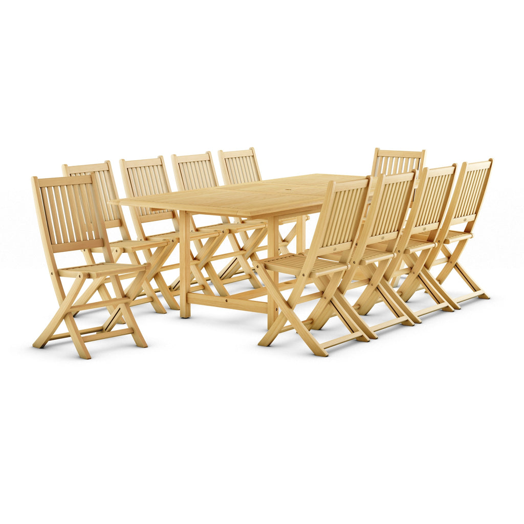 Ensemble de salle à manger d'extérieur Amazonia 11 pièces en teck certifié FSC - 10 places - 11 pièces