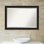 Miroir mural biseauté pour salle de bain - Cadre Trio en bronze huilé - Bronze huilé