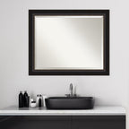 Miroir mural biseauté pour salle de bain - Cadre Trio en bronze huilé - Bronze huilé
