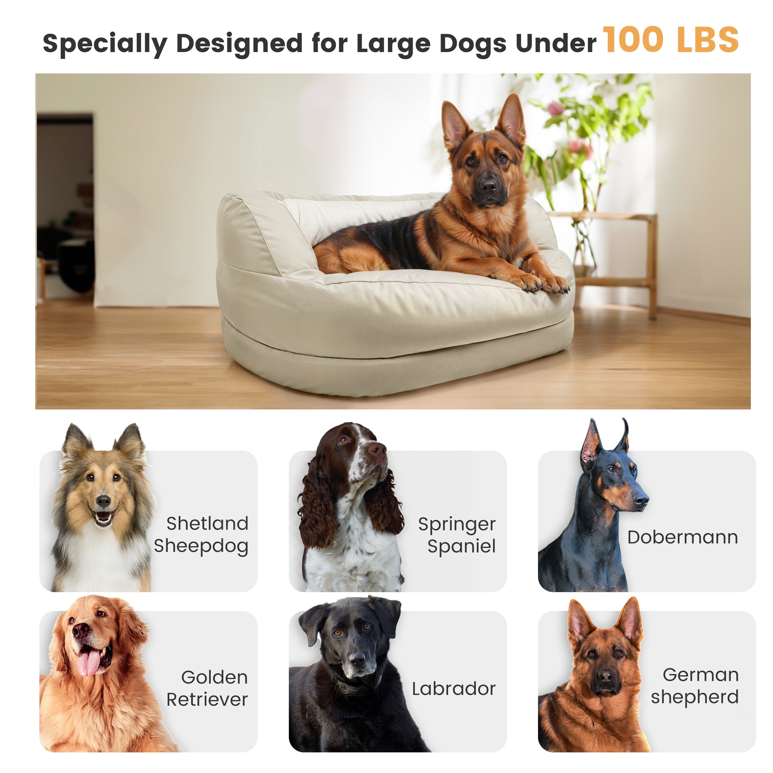 Lit orthopédique imperméable en mousse pour chien WOWMAX pour grands chiens