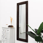 Miroir de sol rustique de style ferme avec cadre en bois - 65 x 24