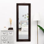 Miroir de sol rustique de style ferme avec cadre en bois - 65 x 24
