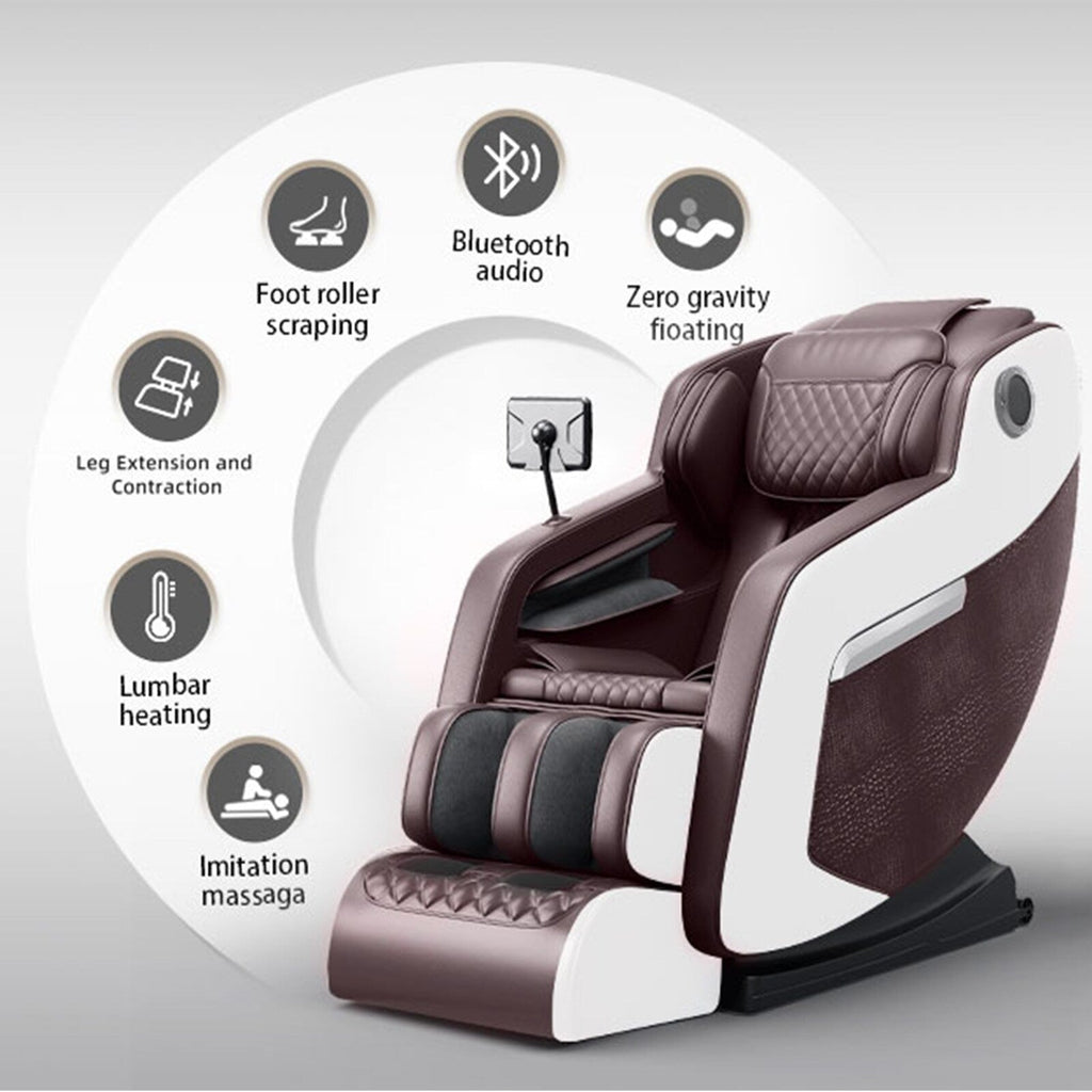 Fauteuil inclinable de massage à gravité zéro avec massage complet du corps, chauffage et audio Bluetooth intégré