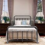 Cadre de lit plateforme en métal vintage simple Alazyhome, montage facile